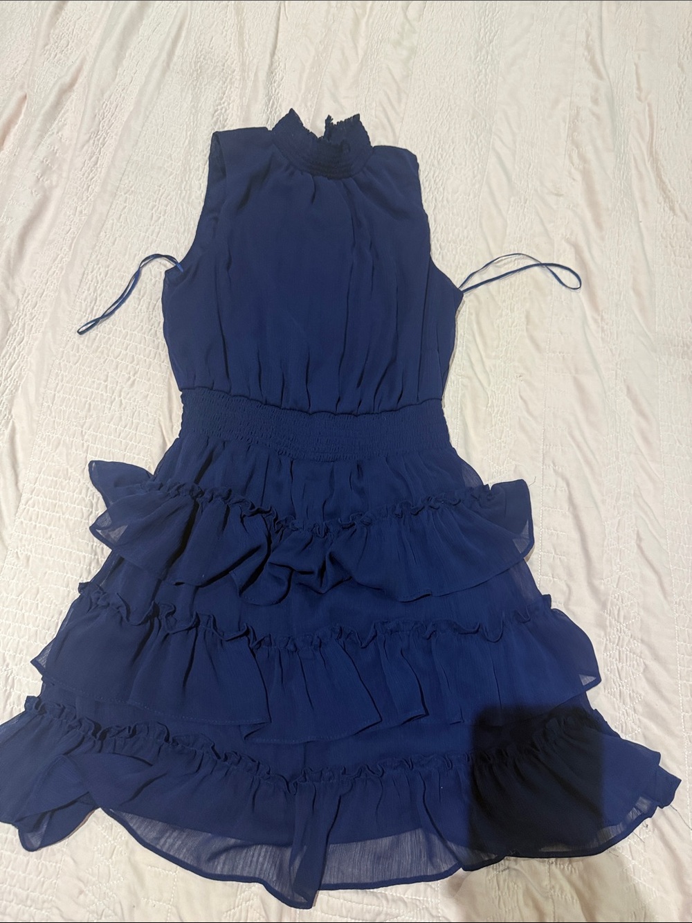 1. State Navy Ruffle Tiered Halter Dress for Girls